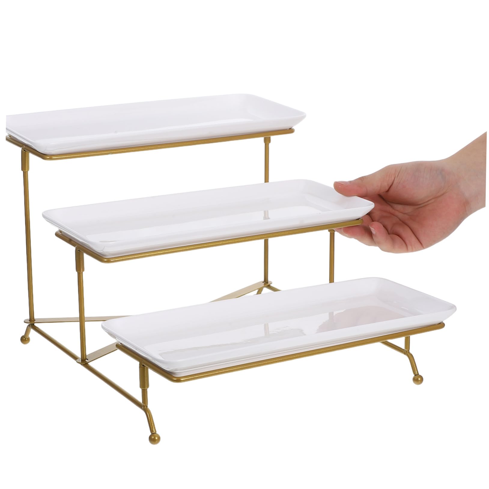 Elegante alzata da dessert bianca – vassoio multi-piano per torte e buffet per frutta, torte e pasticcini, perfetto per feste, matrimoni ed eventi