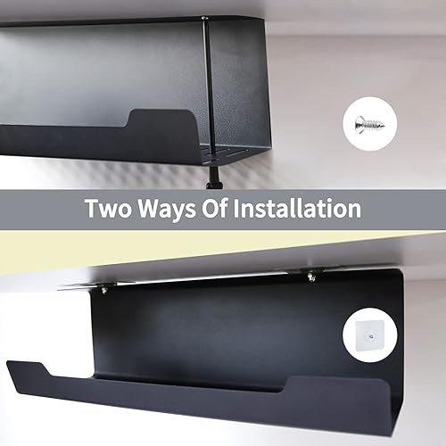 Miniatura 8 de VIDOR Bandeja de organización de cables para debajo del escritorio, paquete de 2, organizador de cables de 17 pulgadas, acero de aleación sin