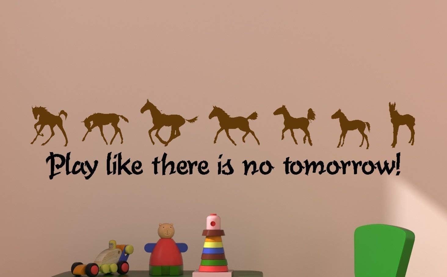 Horse Wall Decal Pony Quote Sticker Girls Boys Playroom Western Wall Decor Baby Nursery Wall Mural (8 X 36 inches)