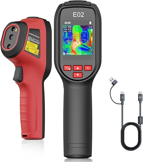 HIKMICRO E02 Thermal Camera, 96x96 Resolution with Visual Camera,Super IR Image Enhancement, Portable Handheld Thermal Ima...