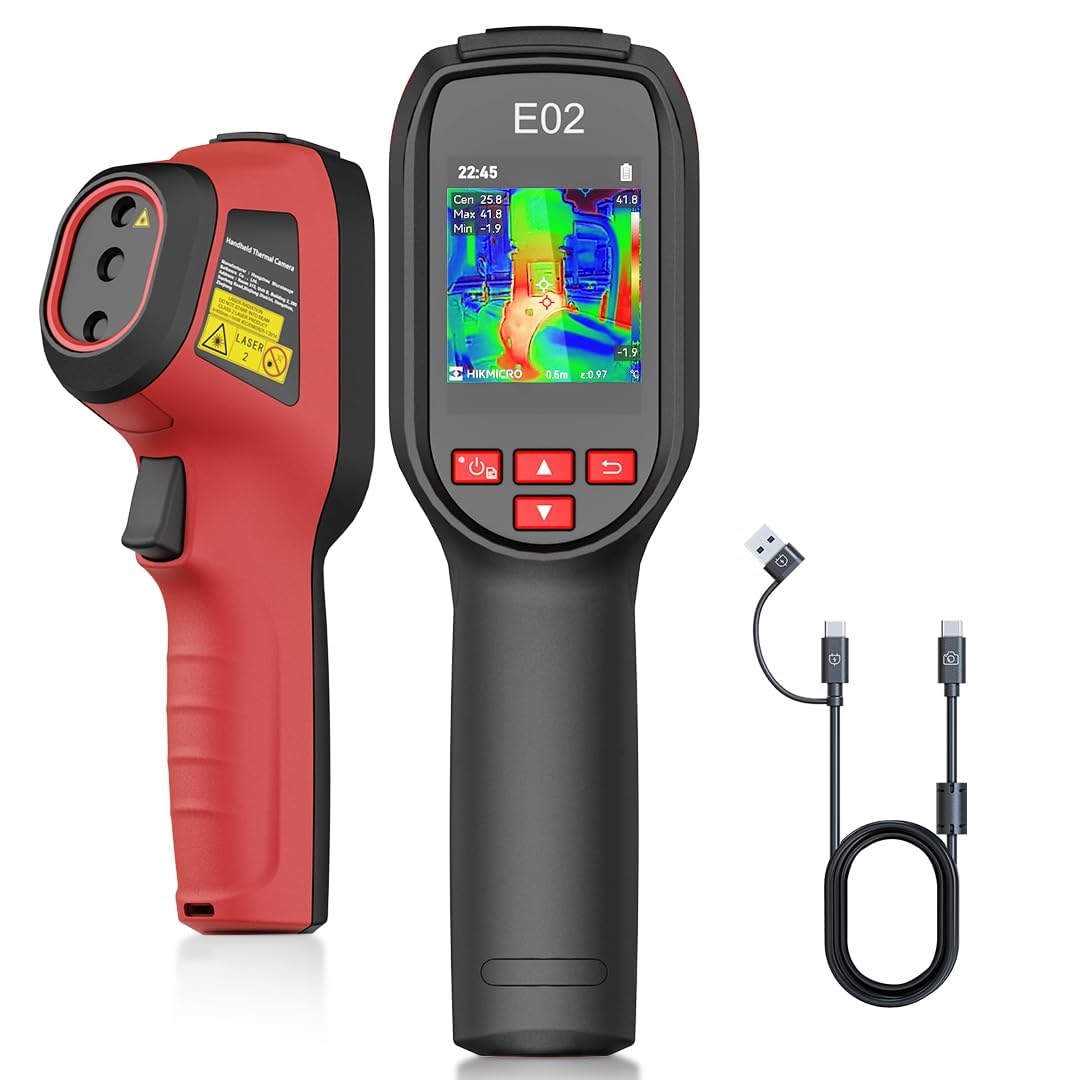 HIKMICRO E02 Thermal Camera, 96x96 Resolution with Visual Camera,Super IR Image Enhancement, Portable Handheld Thermal Ima...