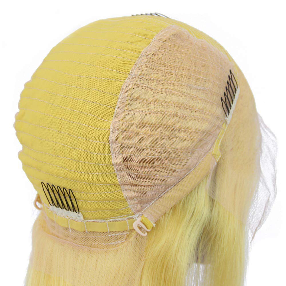 Amazon.com : Yellow Bob Wigs Human Hair 10Inches Silky  display picture 1