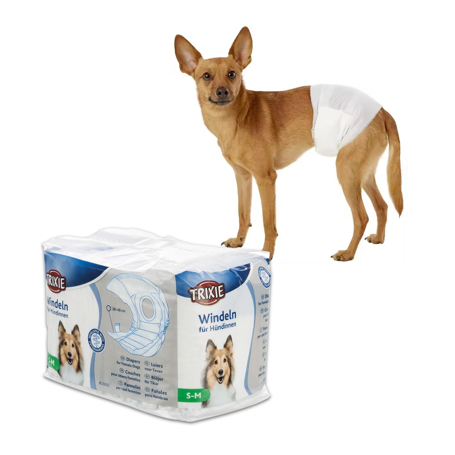 Trixie Disposable Diapers for Female Dogs, Designed for Dogs in The Season to Prevent Staining of Carpets & Other Fabrics Highly Absorbent and Easy to Use - S-M 28-40cm 12 Pcs (B09NWBH78Z) Amazon Price History, Amazon Price Tracker