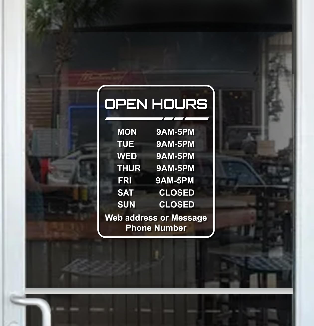 Business Hours Sign for Window – Modern (PORTRAIT)