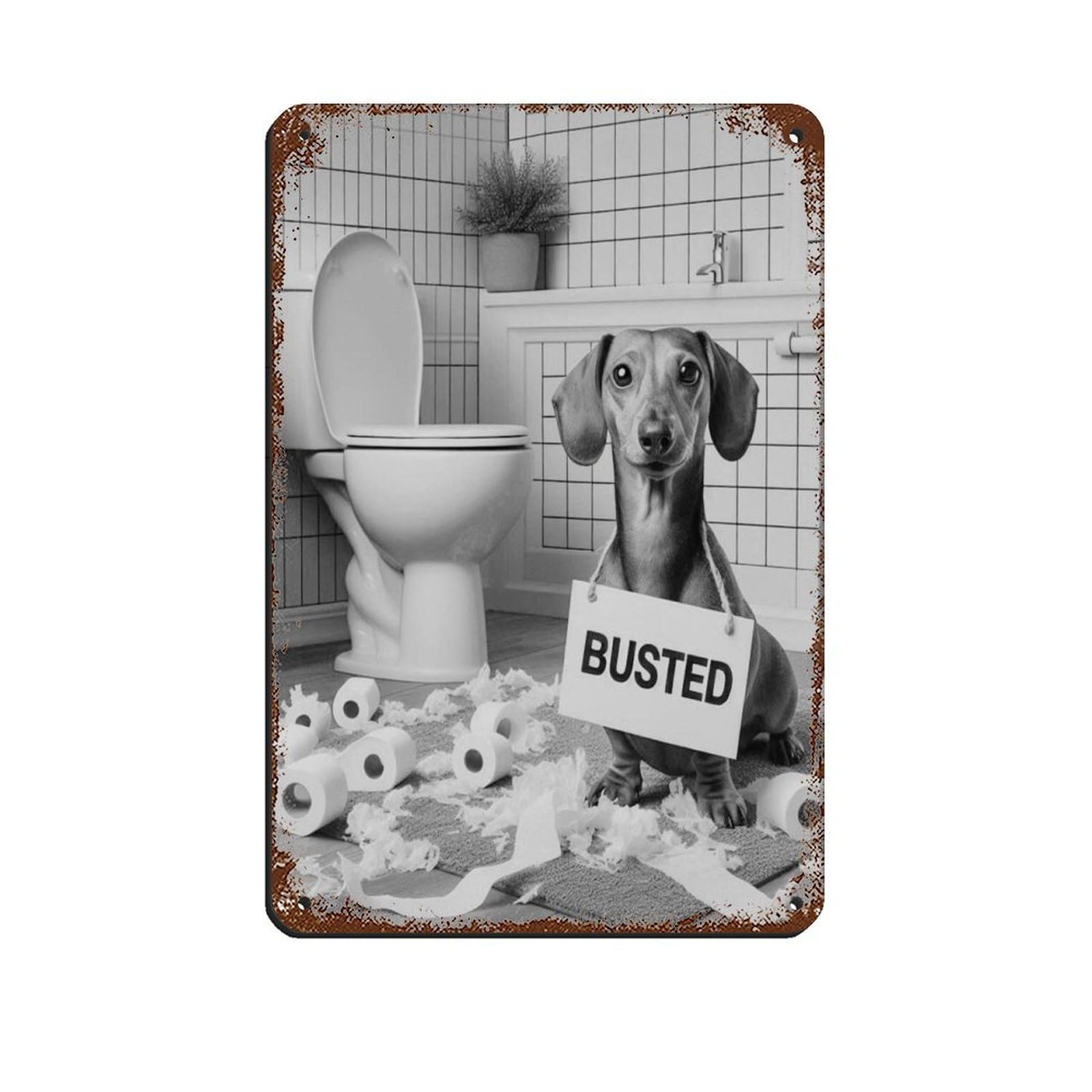 Bad Dachshund Bathroom Art Tin Sign Vintage Metal Pub Club Cafe Bar Home Wall Art Decoration Poster Retro 8x12inch(20x30cm)