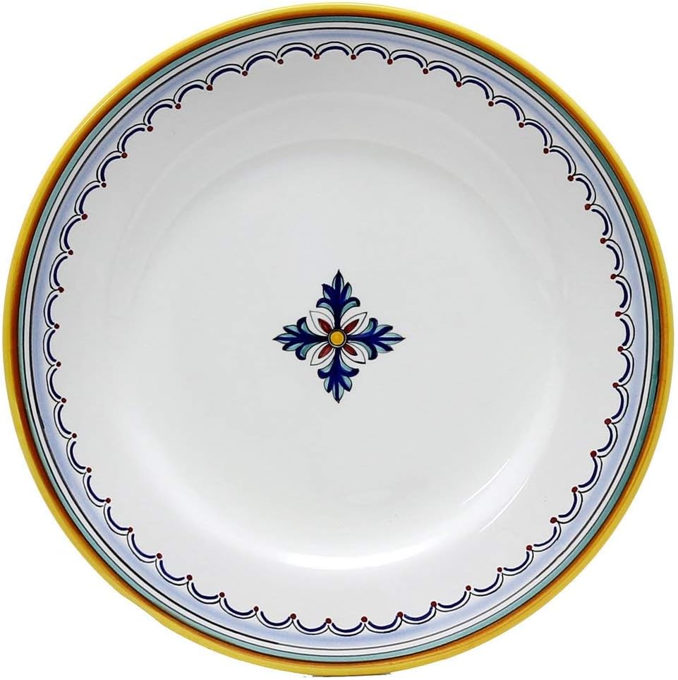 Dinner Plate [001/S-RIC] ~ Authentic hand painted in Deruta, Italy. Original design. Shipped from the USA with Certificate of Authenticity.