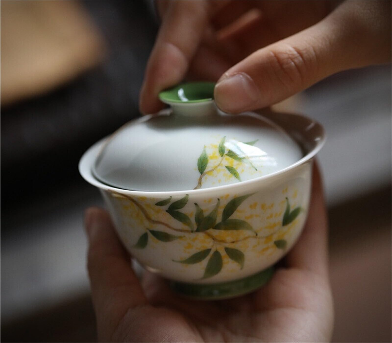 125 ml biała porcelana ręcznie pokrywa miska gospodarstwo domowe ręcznie malowane Osmanthus Gaiwan herbata Tureen zaparzacz do herbaty artykuły do herbaty rzemiosło