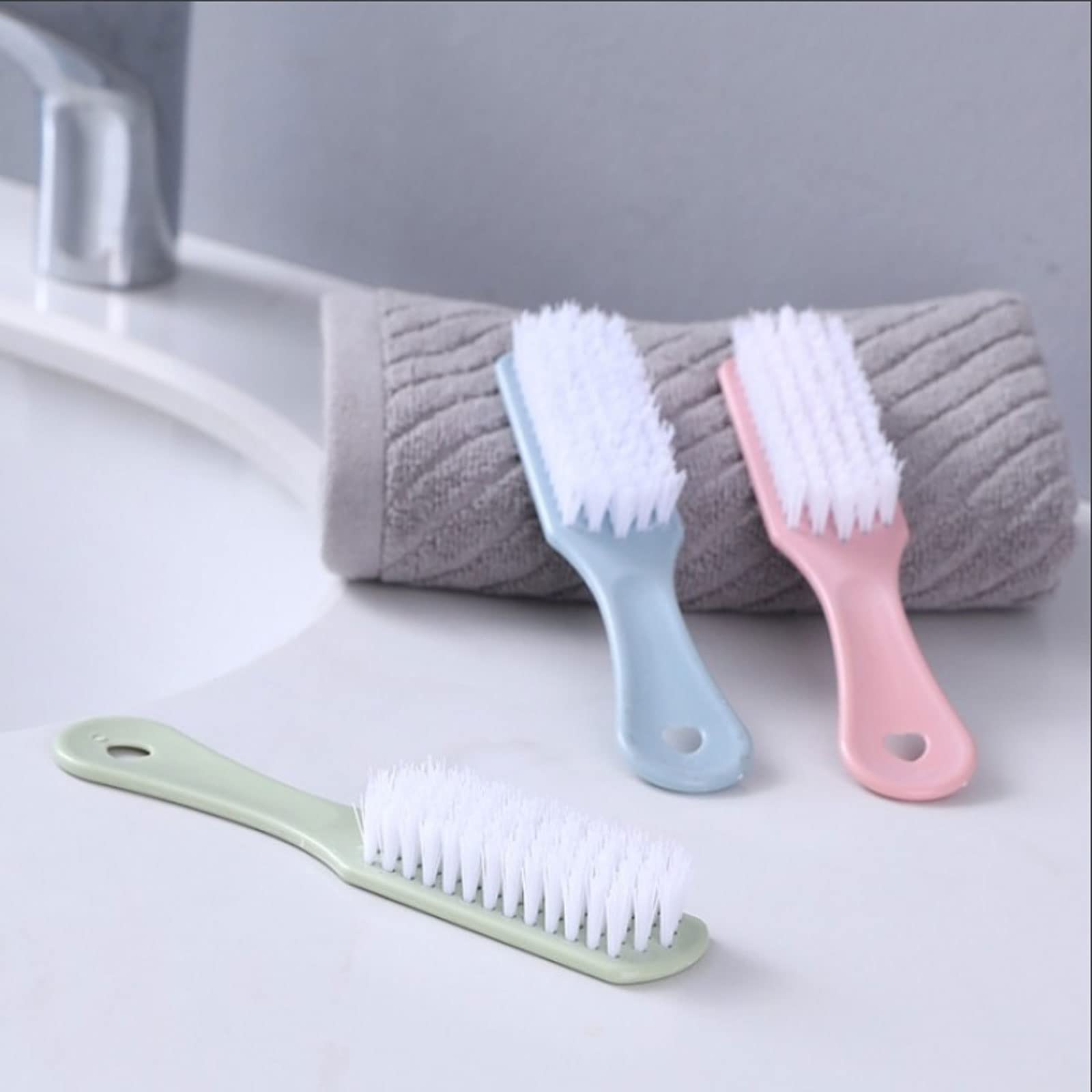 Cepillo Descontaminación de Zapatos El Cepillo de Limpieza se Puede Colgar Cepillo de Zapatos de Pelo Suave Cepillo de Lavado de Ropa Cepillo de Zapatos de Color sólido (Azul)