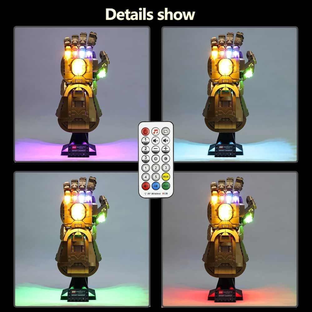 Kyglaring LED Lighting Kit (No Model) Designed for Lego Infinity Gauntlet 76191 Thanos Right Hand Gauntlet Model Building Set - Without Lego Set (RC Version)