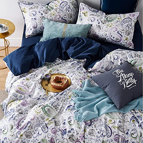 Duvet Cover Queen Size Set Boho Floral Pattern Duvet Cover Queen For Queen Size Bed Vintage Soft Bedding Leaf Print Paisley Duvet Cover With Pillowcases #TOP2