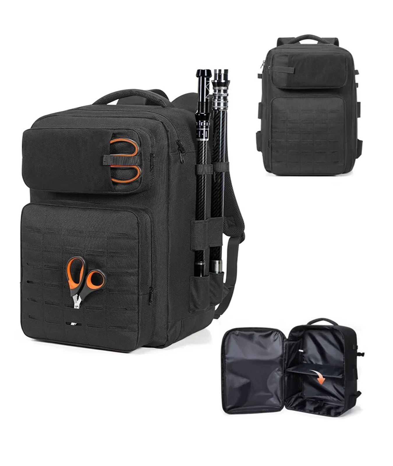 Mochila de Pesca Bolsa Bandolera de Pesca 48 l, Bolsa Almacenamiento, Resistente al Agua, for Acampar, Senderismo, Mochila