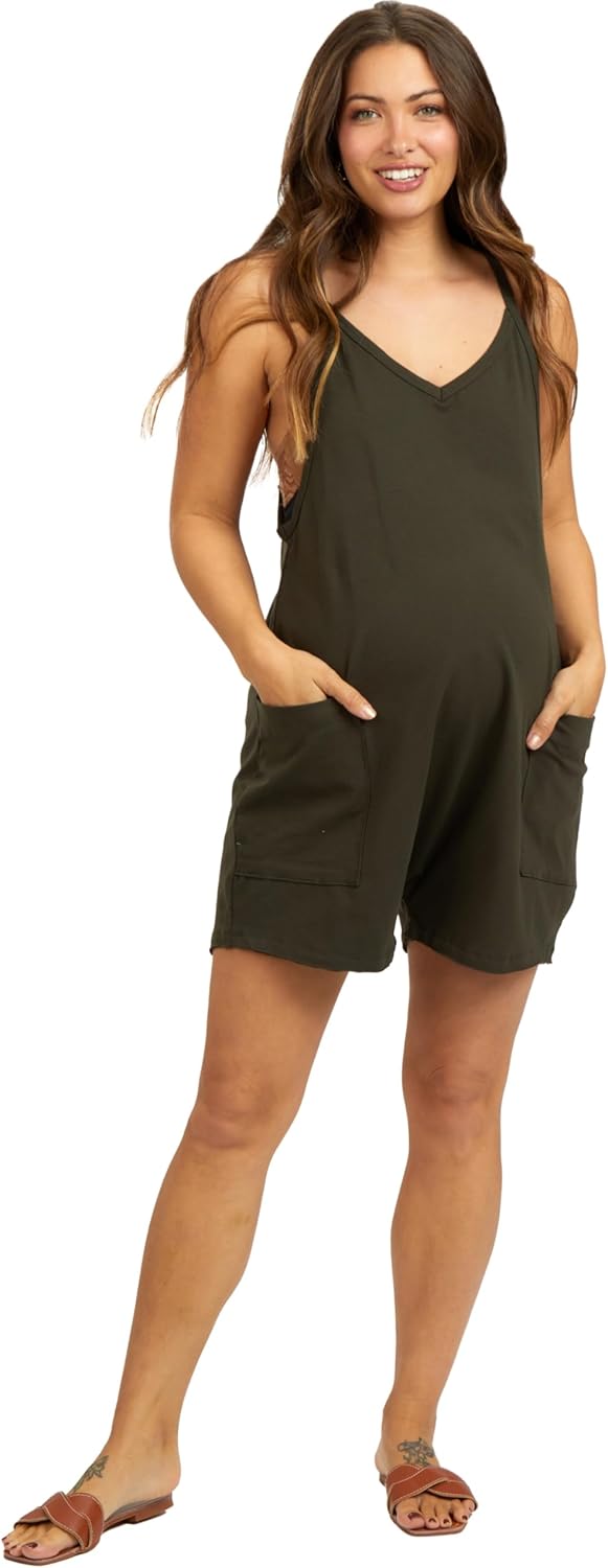 PinkBlush Basic V-Neck Maternity Romper
