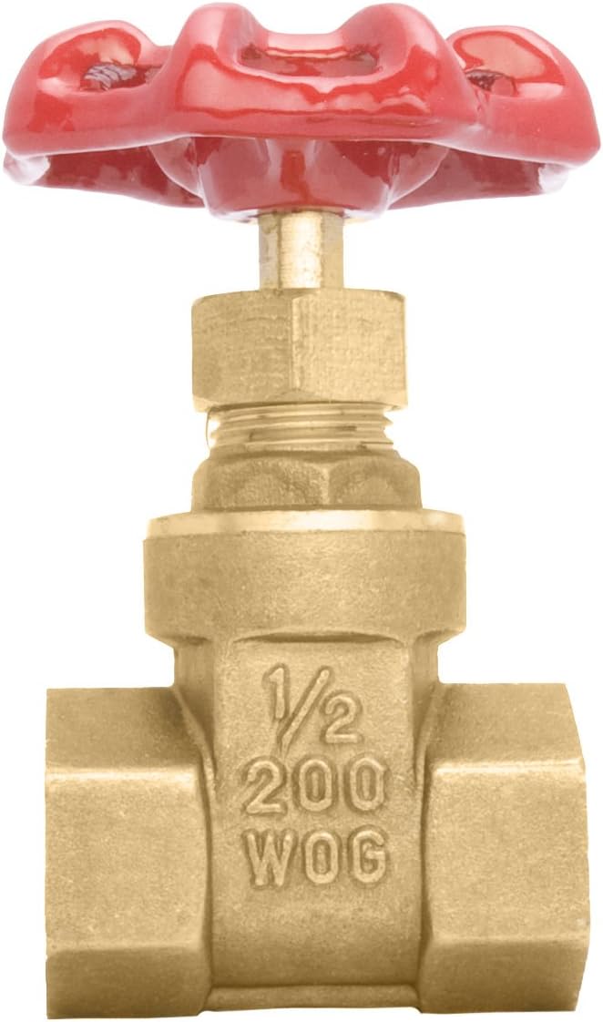 1/2" Brass Gate Valve - 200WOG, FxF NPT