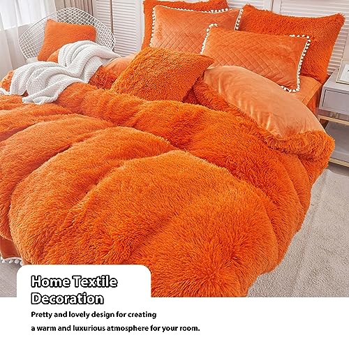 LIFEREVO 2 Pack Fluffy Faux Fur Pillow Shams,18 x 18 Inches Throw Pillow Covers,Luxury Decorative Furry Pillowcases Cushion Cover for Christmas,Zipper Closure,No Pillow Insert,Orange - Image 7