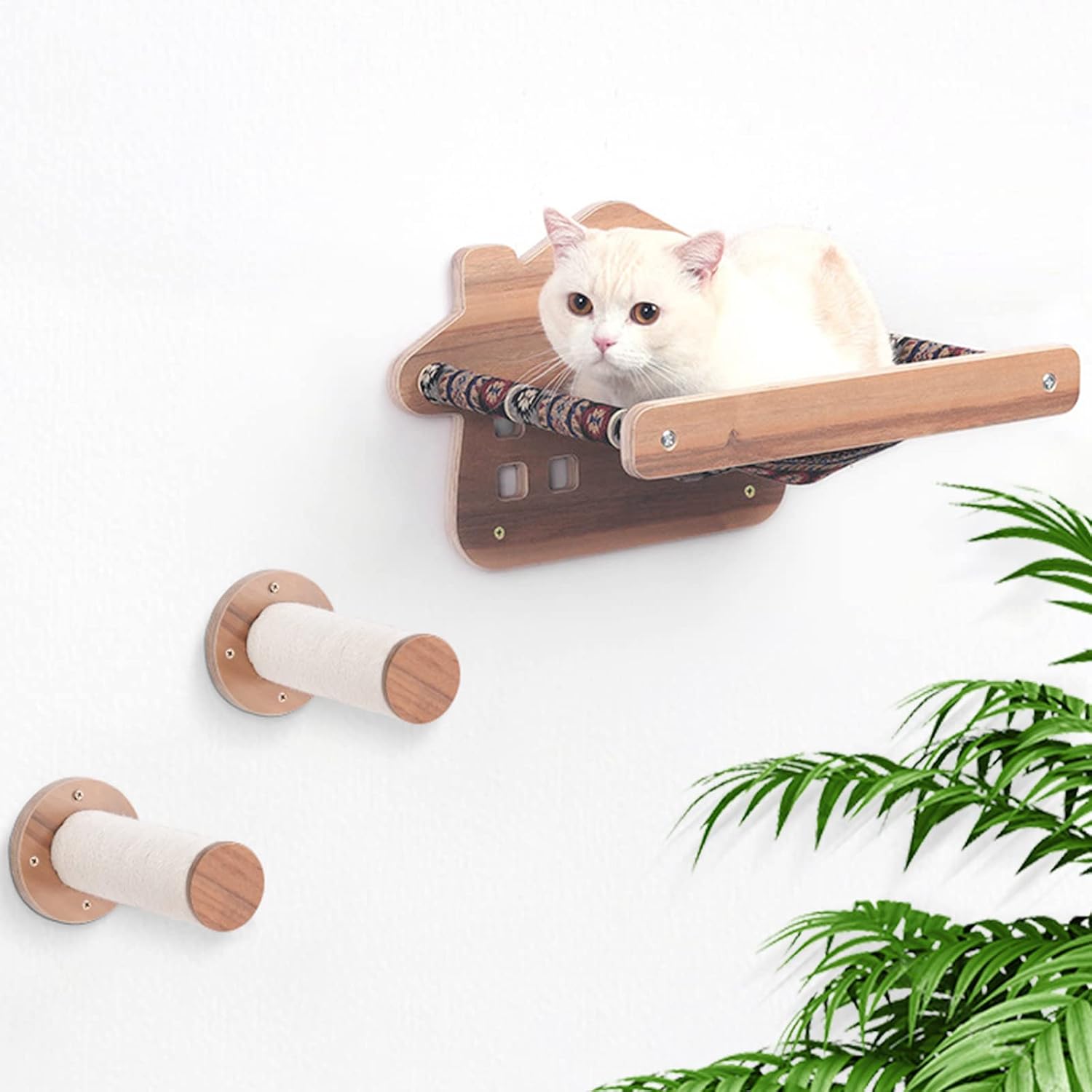 Cat Hammock Cat Wall Furniture with 2 Steps Modern Cat Bed & Furniture for Large Cats or Kitty