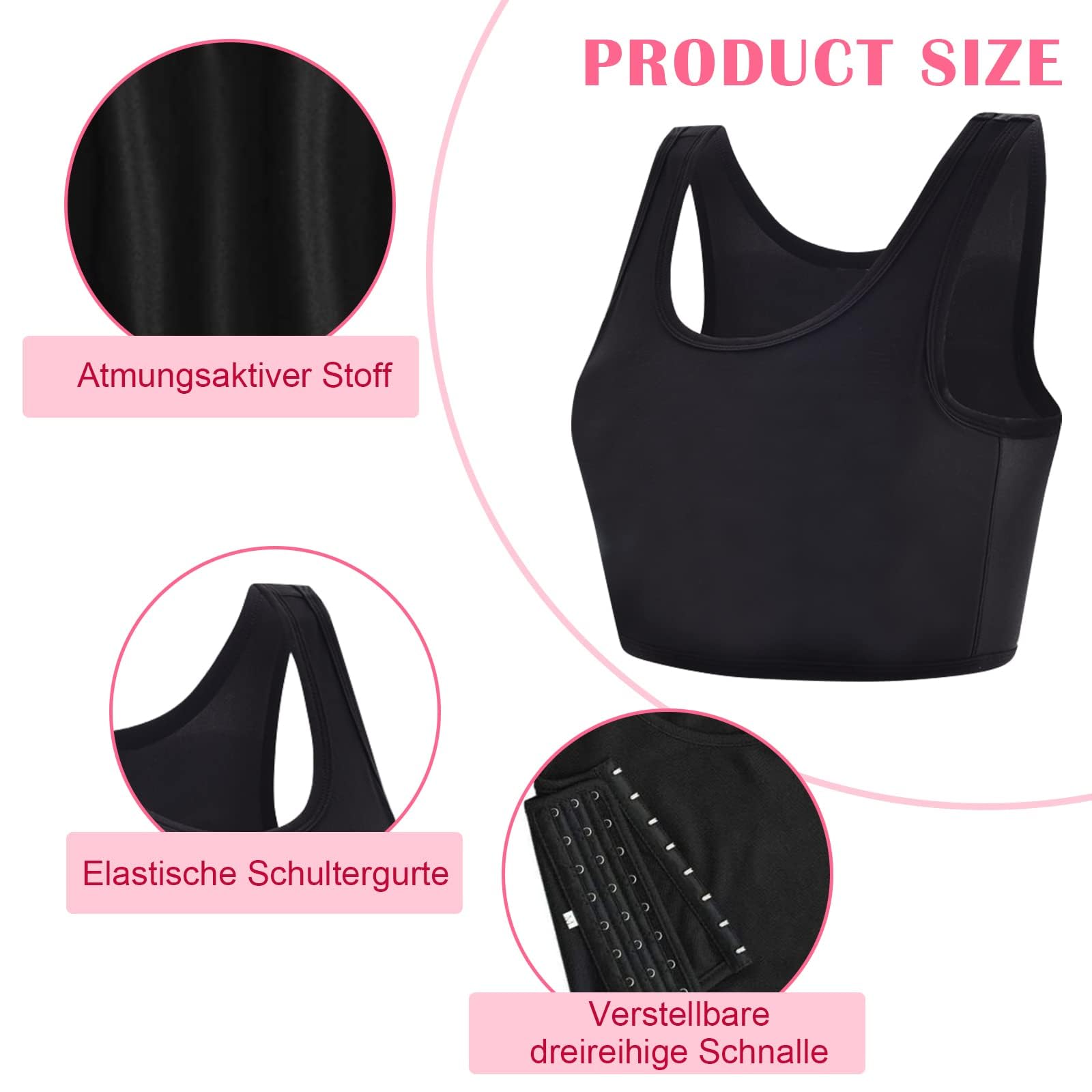 Chest Binder Trans Binder Unterwäsche Tanktops Vendage Trans Breathable Side Haken Bustier BH Damen Korsett Sport BH Tank Tops atmungsaktiv Korsetts Kurz Tomboy Kurzer Chest Binder Top für Damen