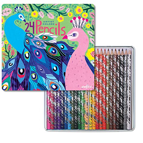 EEBOO Peacock 24 Color Pencil Tin, 1 EA