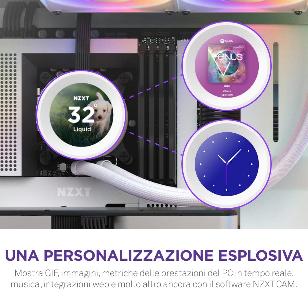 Kraken Elite 240 RGB - RL-KR24E-W1-240mm AIO CPU Liquid Cooler - Customizable 2.36" Wide-Angle LCD Display for GIFs - Sistema di raffreddamento - Immagine 1