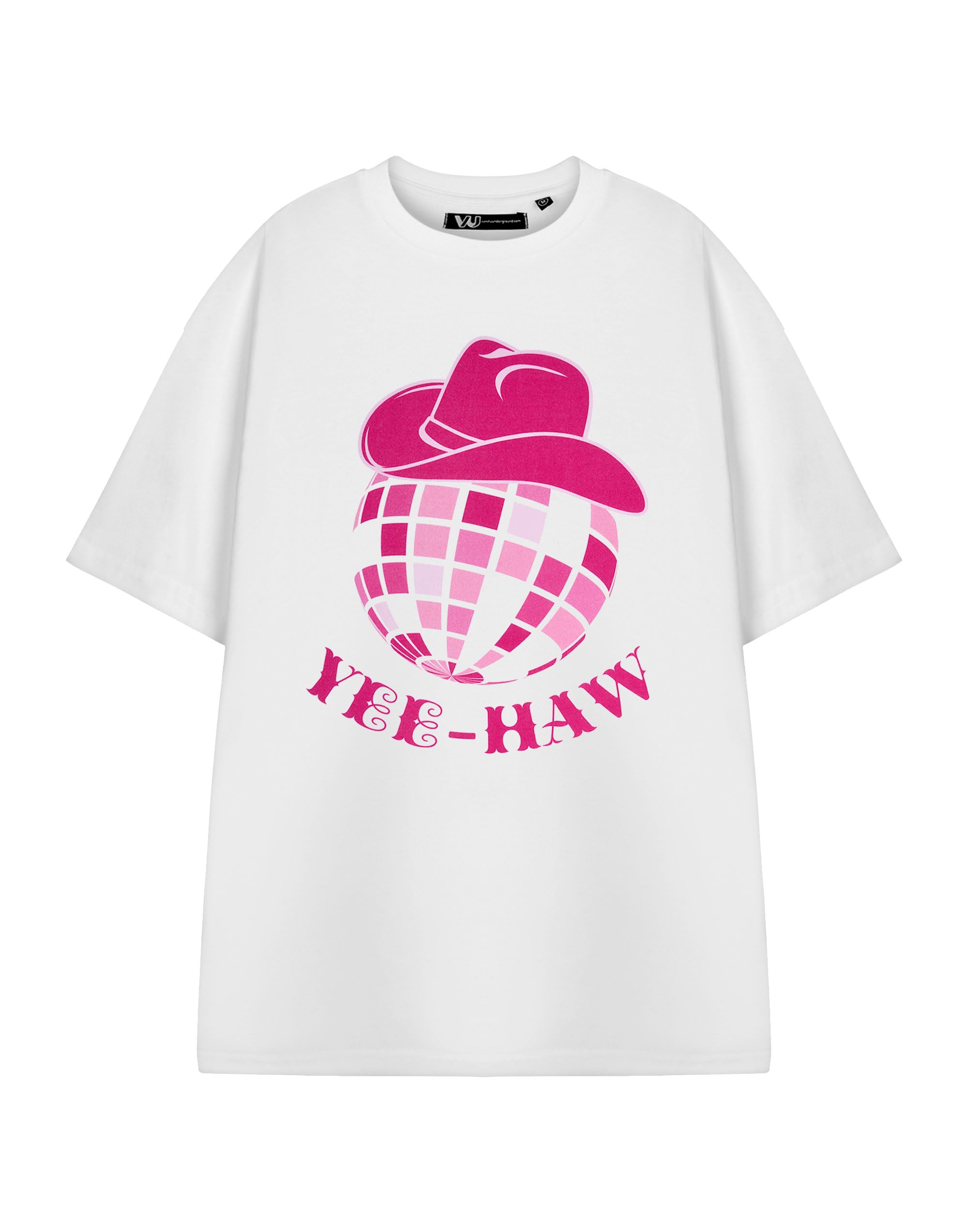 Show Me The Merch Women's White Yee-Haw Short Sleeved T-Shirt | Graphic Tee Cowgirl Design | Western Style Top | Rodeo Fashion Apparel | Country Music Lover Gift For And Girls