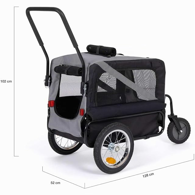 Foto 6 de 6 de IDMarket - Remolque de bicicleta para perro Tilly con reflectores 128 x 52 x 102 cm para mascotas
