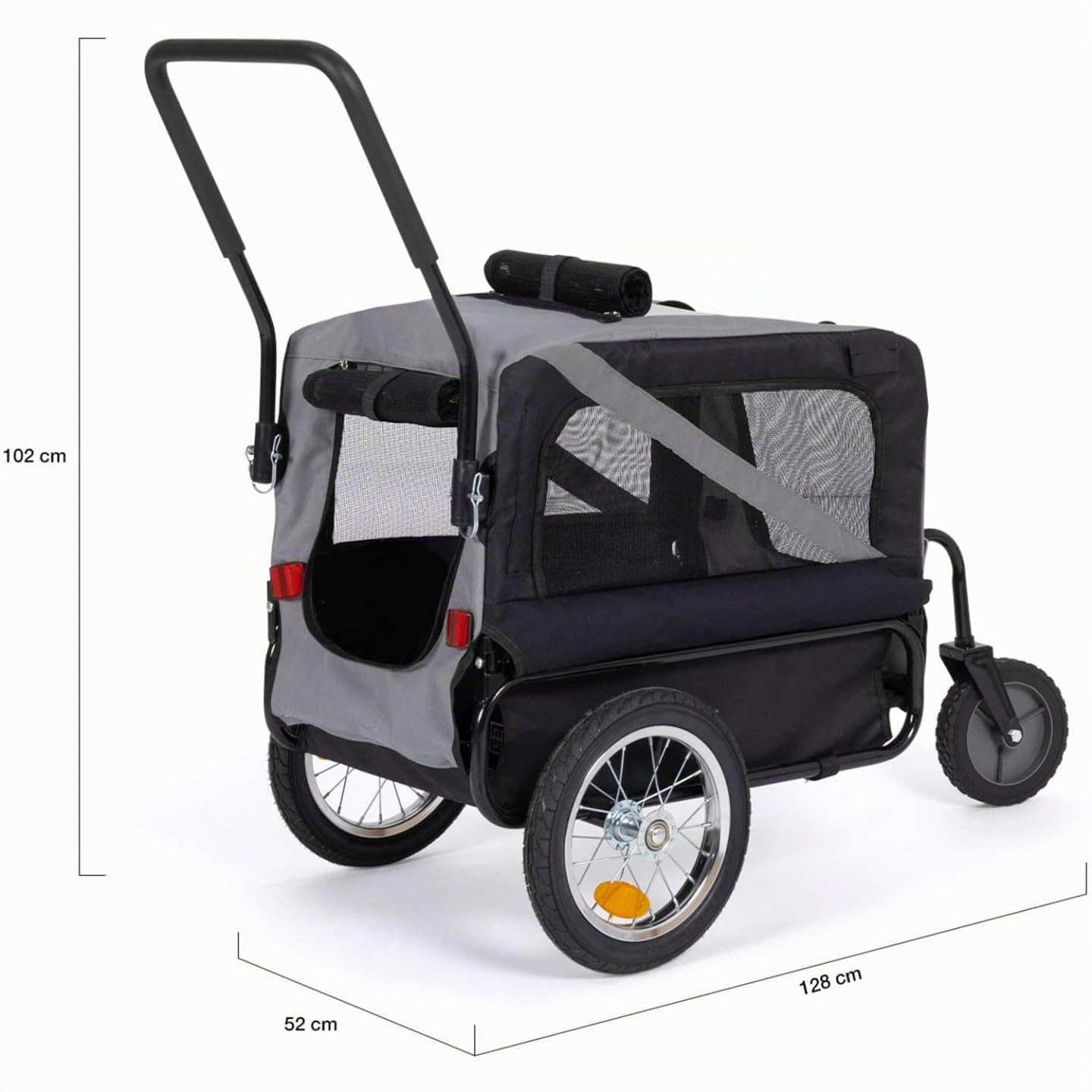 IDMarket - Remolque de bicicleta para perro Tilly con reflectores 128 x 52 x 102 cm para mascotas