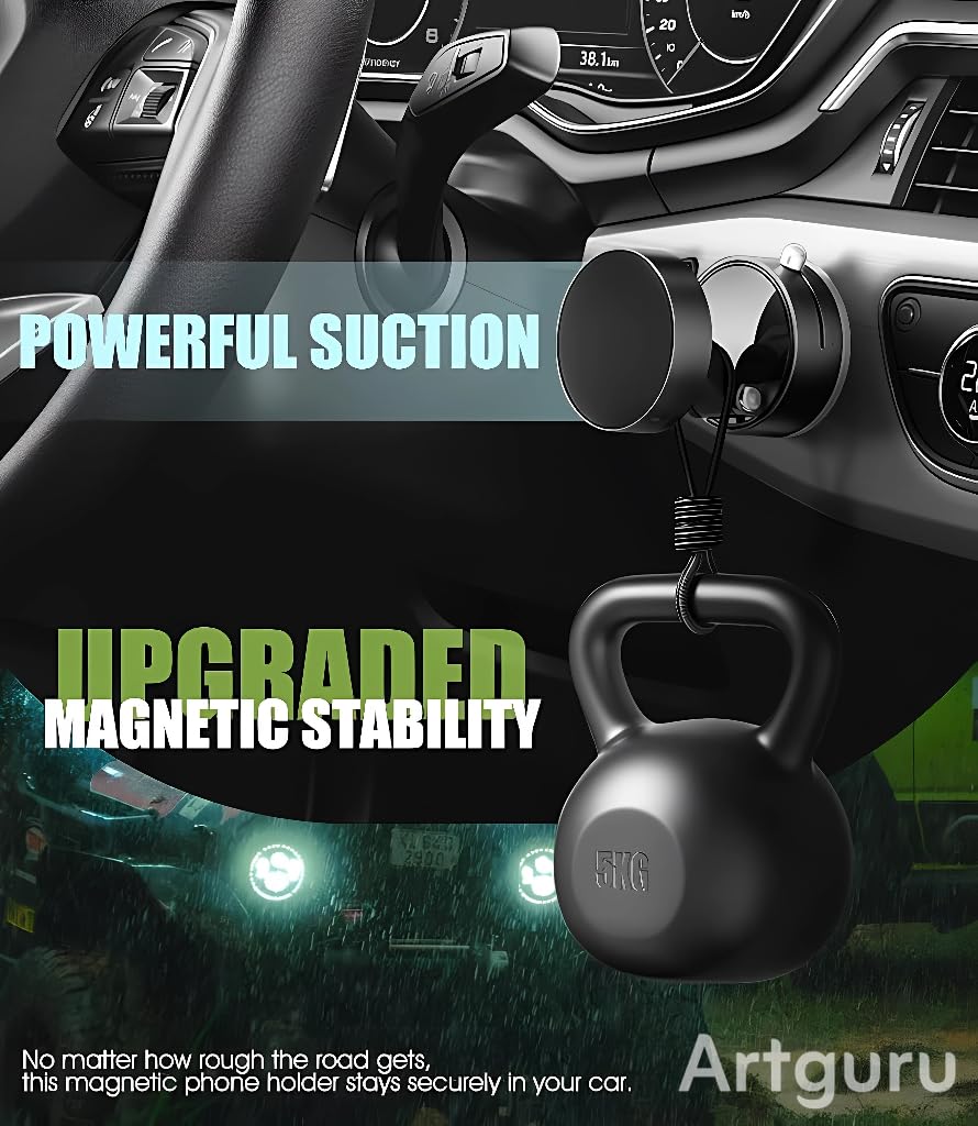 Universal 360° Hold X Vacuum ,Magnetic Suction Phone Holder, Magnetic Suction Phone Mount, Foldable and Retractable Double-Sided Phone Holder, Adjustable Strong Car Mount (BLACK ) — Amazon image 5