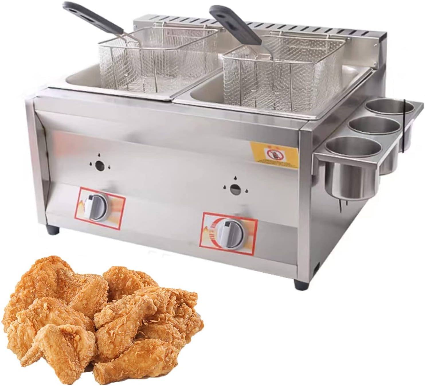 LEMMAN Deep Fryer 20L Large Capacity Gas Fryer, Stainless Steel LPG