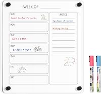 Vista 8 de Calendario de acrílico pequeño para pared, calendario de pared de acrílico transparente dorado de 12 x 14 pulgadas, tablero de borrado en húmedo