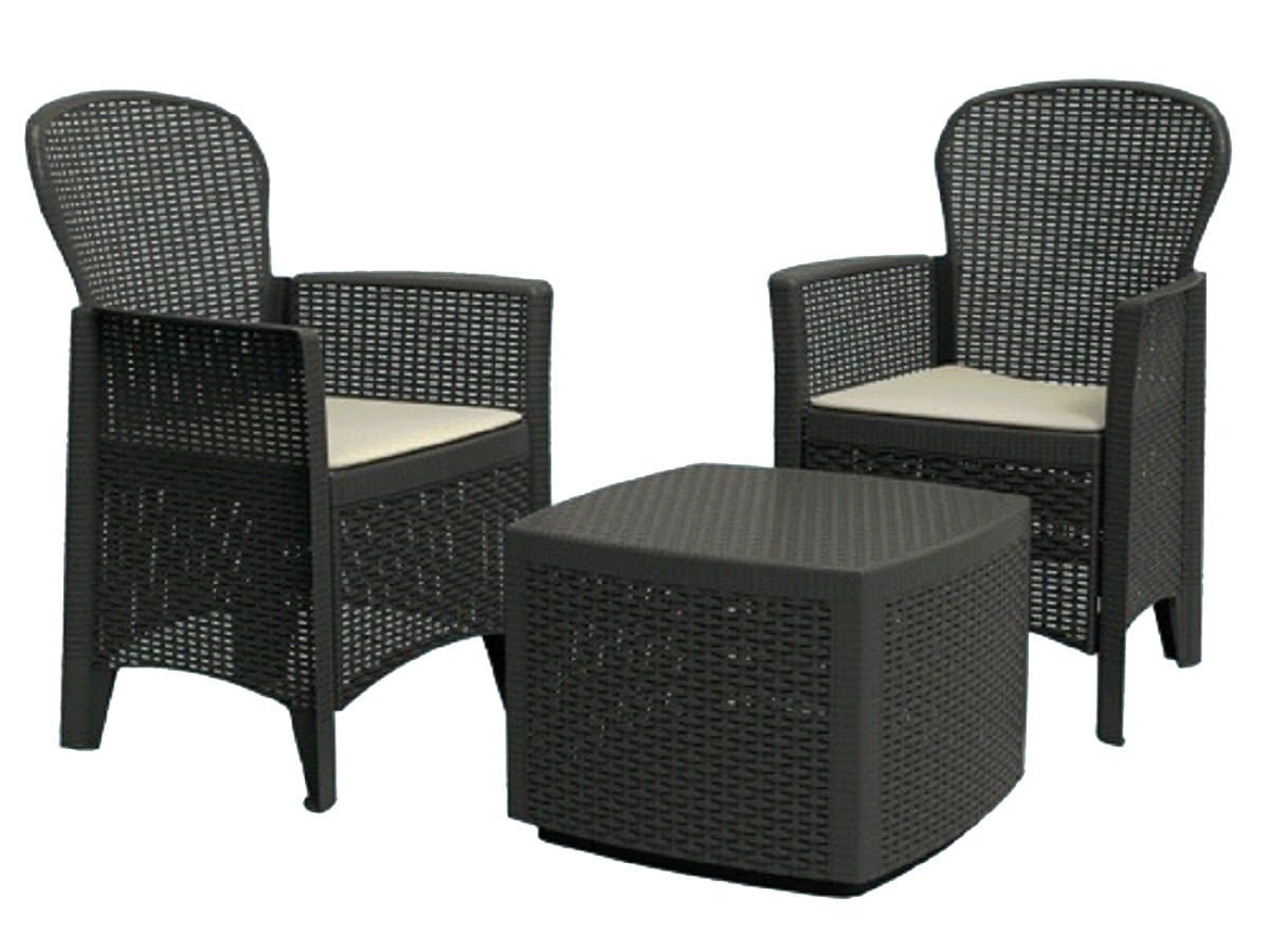 Set di Mobili da Giardino Antracite Tree con Tavolo e Due Poltrone
