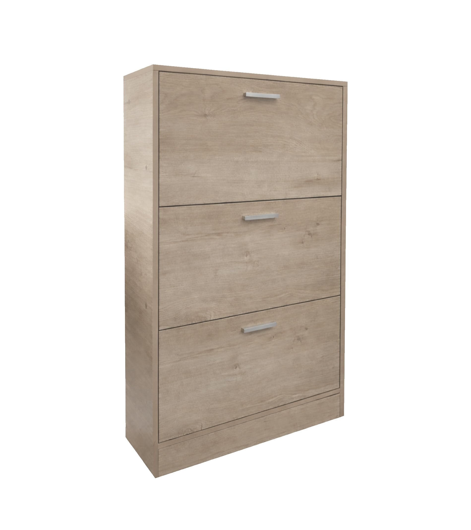 Zapatero Maira 60x17x108 cm – Mueble Compacto en MDF con Tiradores Cromados, Diseño Vertical Moderno para Recibidor o Dormitorio, Color Beige