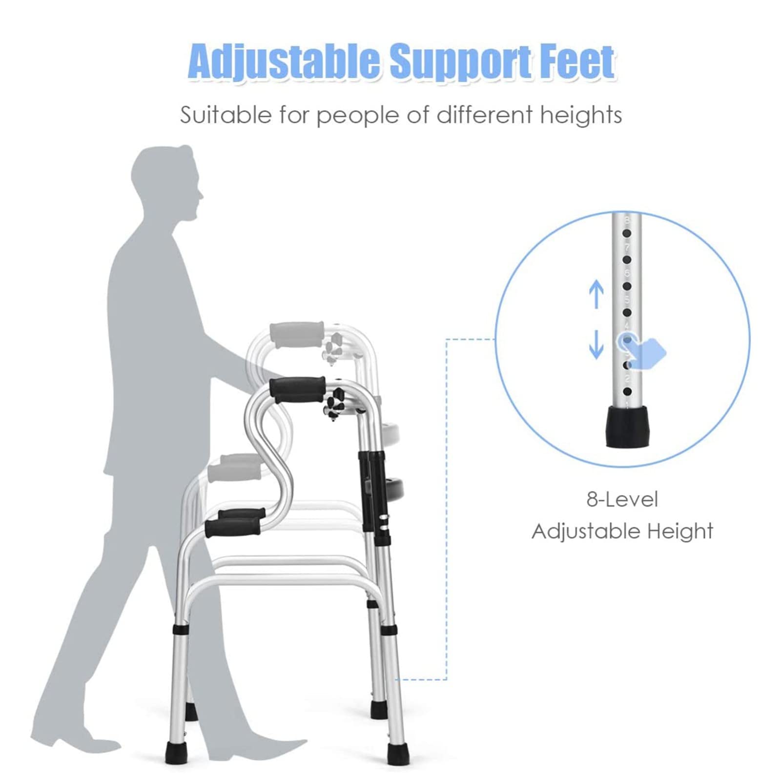 Andador con Asiento para Ancianos,Andador para Ancianos,Caminadores para Mayores,Andadores con Asiento,Andadores Adultos Plegable,Altura Ajustable,hasta 150 Kg