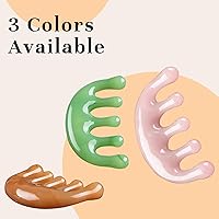 Vista 6 de GSHOW Masajeador de cabeza de resina para cuero cabelludo de mano con dientes anchos Gua Sha, peine relajante herramienta de masaje para masaje