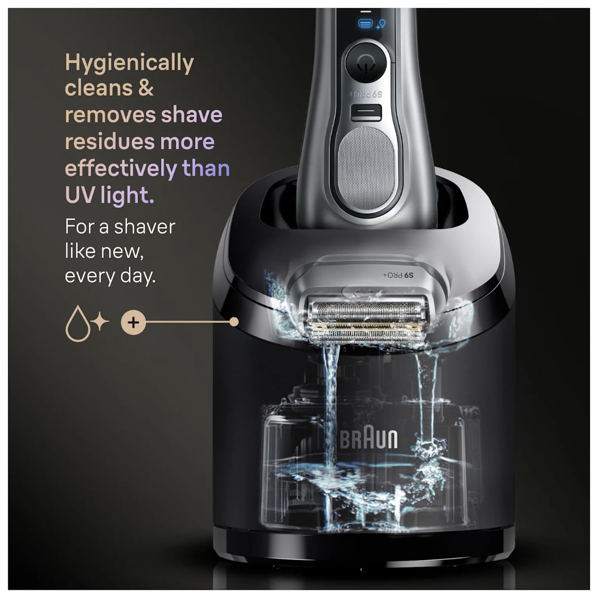 Braun Serie 9 Pro+ Afeitadora eléctrica, 5+1 Cuchillas de precisión ultrafinas, SensoAdapt, Centro de Limpieza SmartCare 6 en 1, maquinilla de Afeitar en seco y húmedo para Hombres, 9667CC, Plata