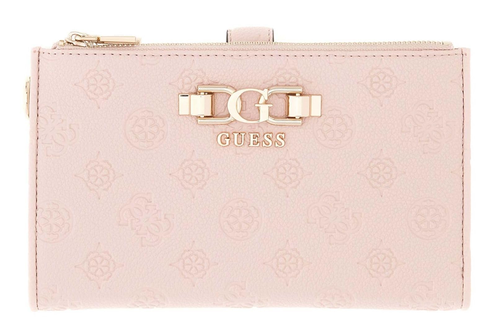GUESS Geldbörse Anise SLG Double Zip Organizer Light Rose Logo rosa