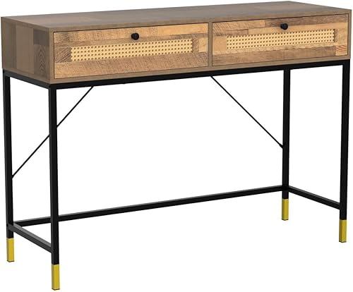 Miniatura 5 de GIA Home Furniture Series - Mesa de consola de mediados de siglo, cajones hechos a mano, escritorio de madera para computadora instalado, acabado de