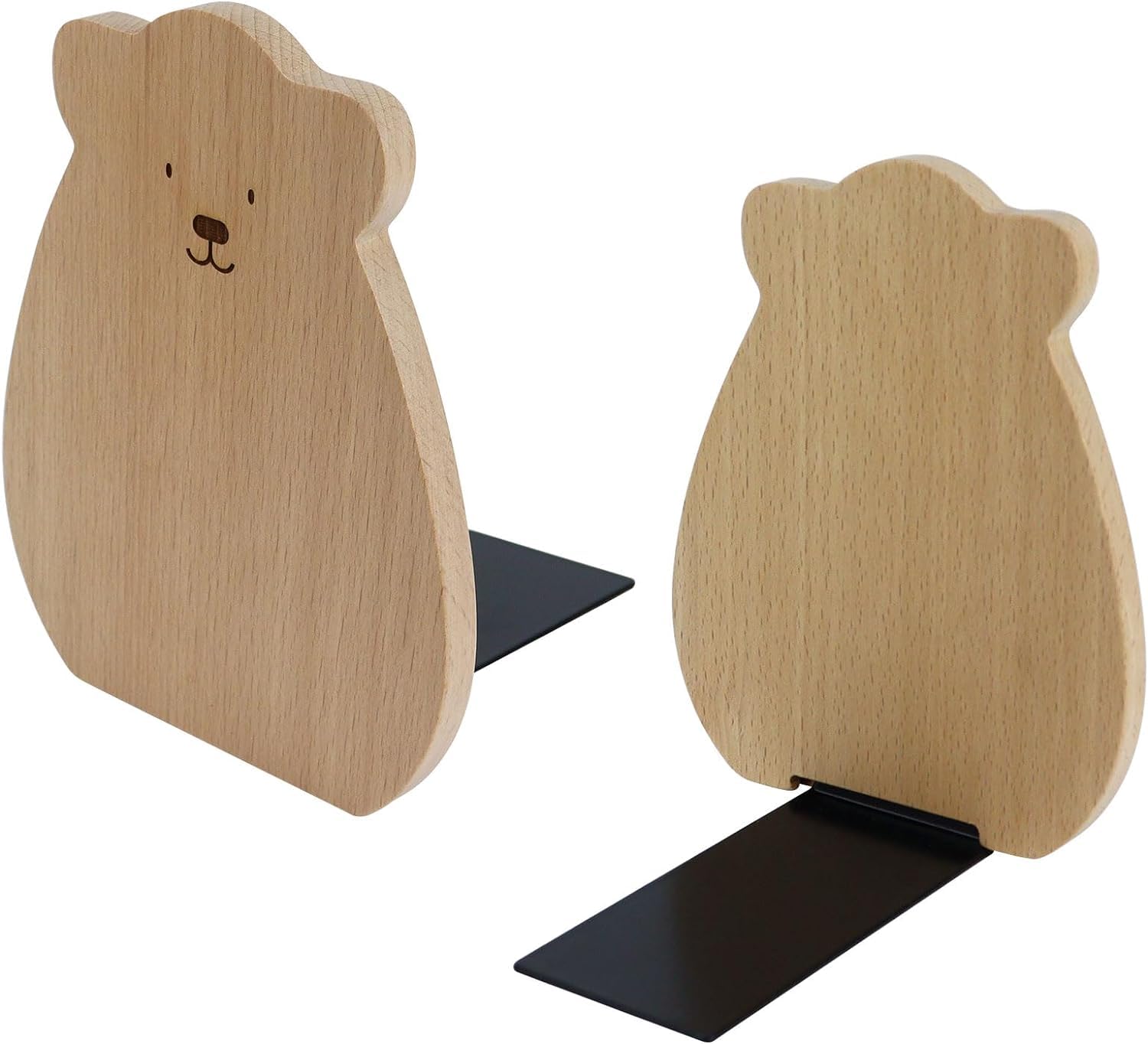 SYOSI Book Ends Shelf, 1 Pairs Wood Bookends, Heavy Duty Book Holders, Wooden Book Stopper, Anti Slip Book Stand Holder, for Home, Office, School, Library