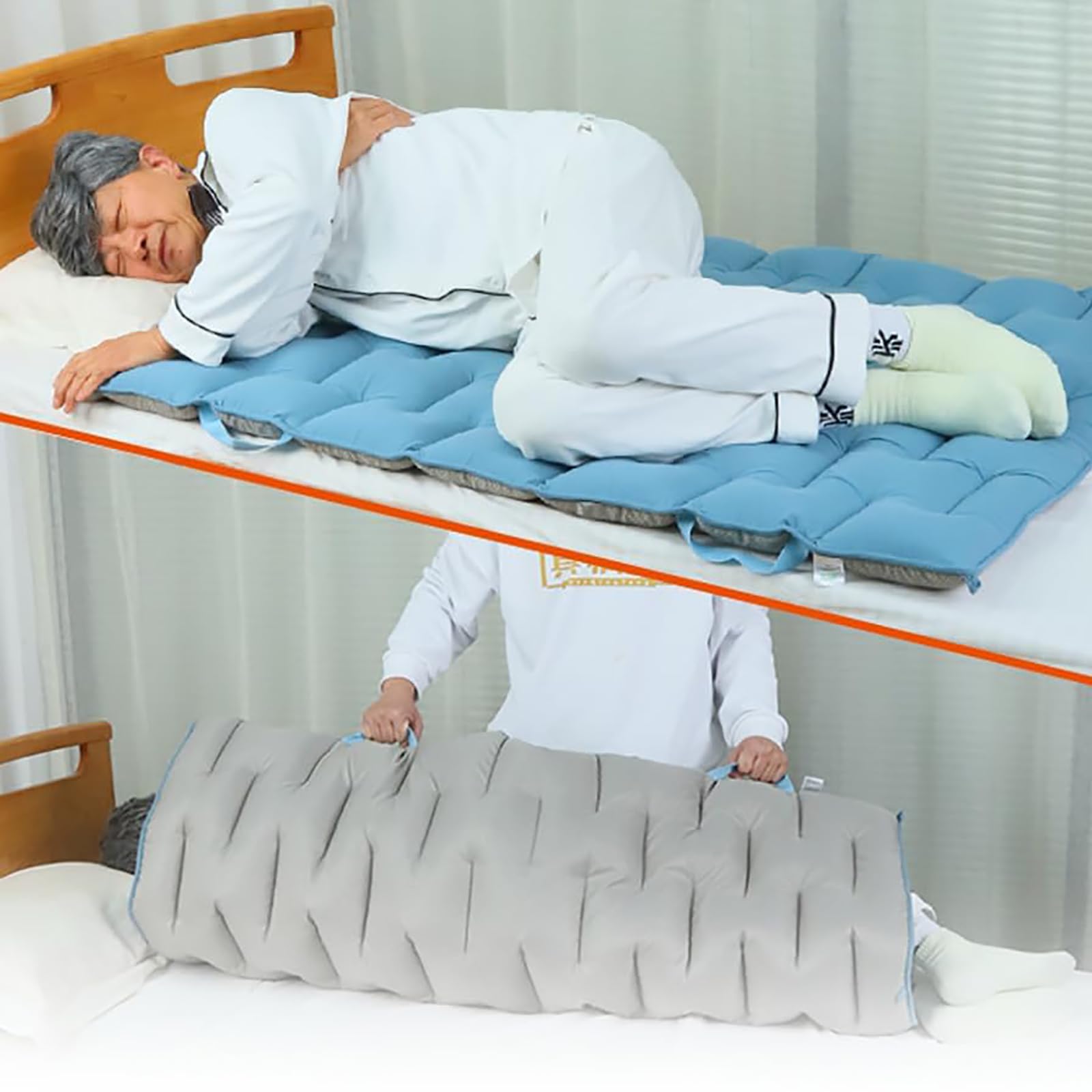 Almohadilla de cama de posicionamiento, lavable, con asas, 8 cm de grosor, suave y reutilizable para transferir, girar, levantar y reposicionar pacientes