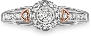 Jewelili 18kt Rose Gold Plated Sterling Silver 1 10cttw Natural White Diamond Ri - Compare price