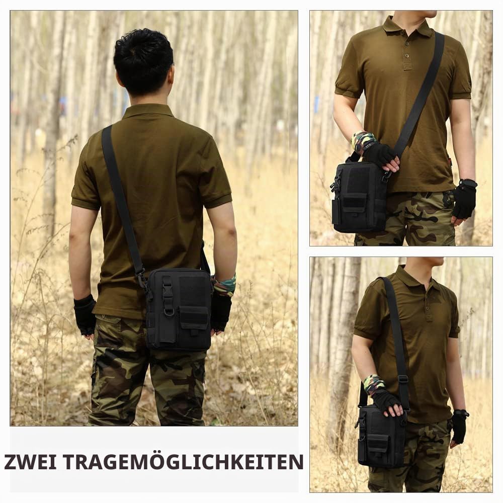 HUNTVP Militär Umhängetasche Schultertasche Crossbody Bag Messenger Bag | Querformat, Wasserabweisend, Tragetasche, für Herren Damen Arbeit Outdoor Sport Reise Camping