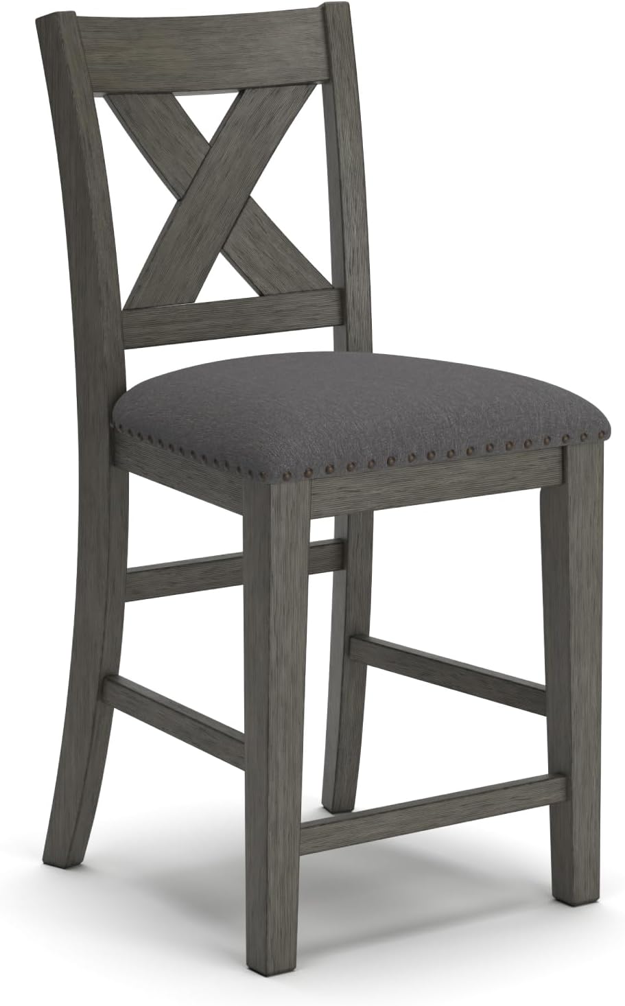 Caitbrook Rustic 24.63" Counter Height Upholstered Barstool, Set of 2, Gray