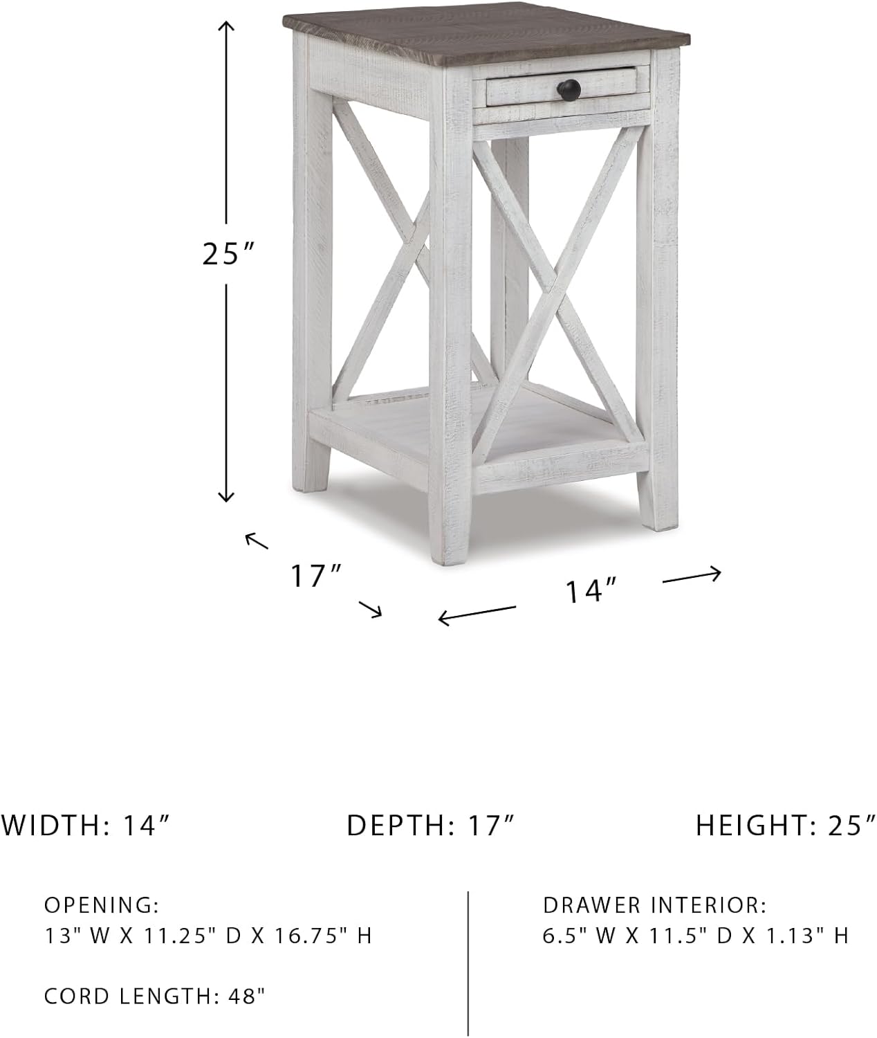 Signature Design by Ashley Adalane Modern Farmhouse Accent End Table, Whitewash