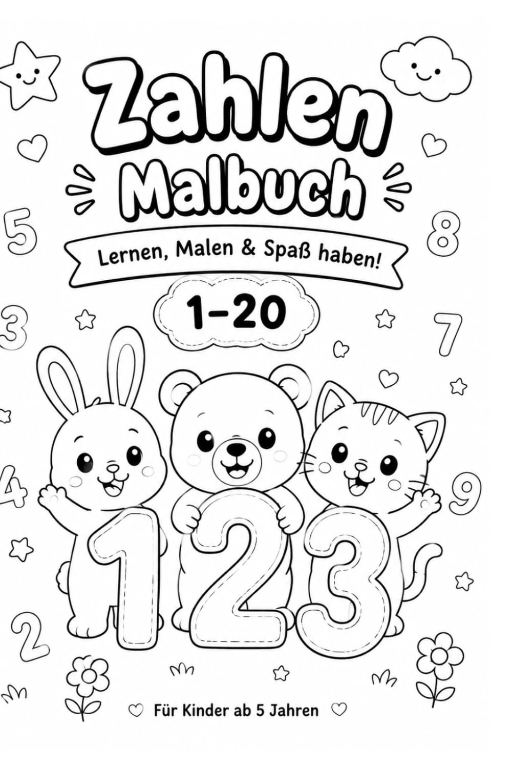 Zahlen Malbuch: Zahlen von 1-20 lernen, malen und nachspuren