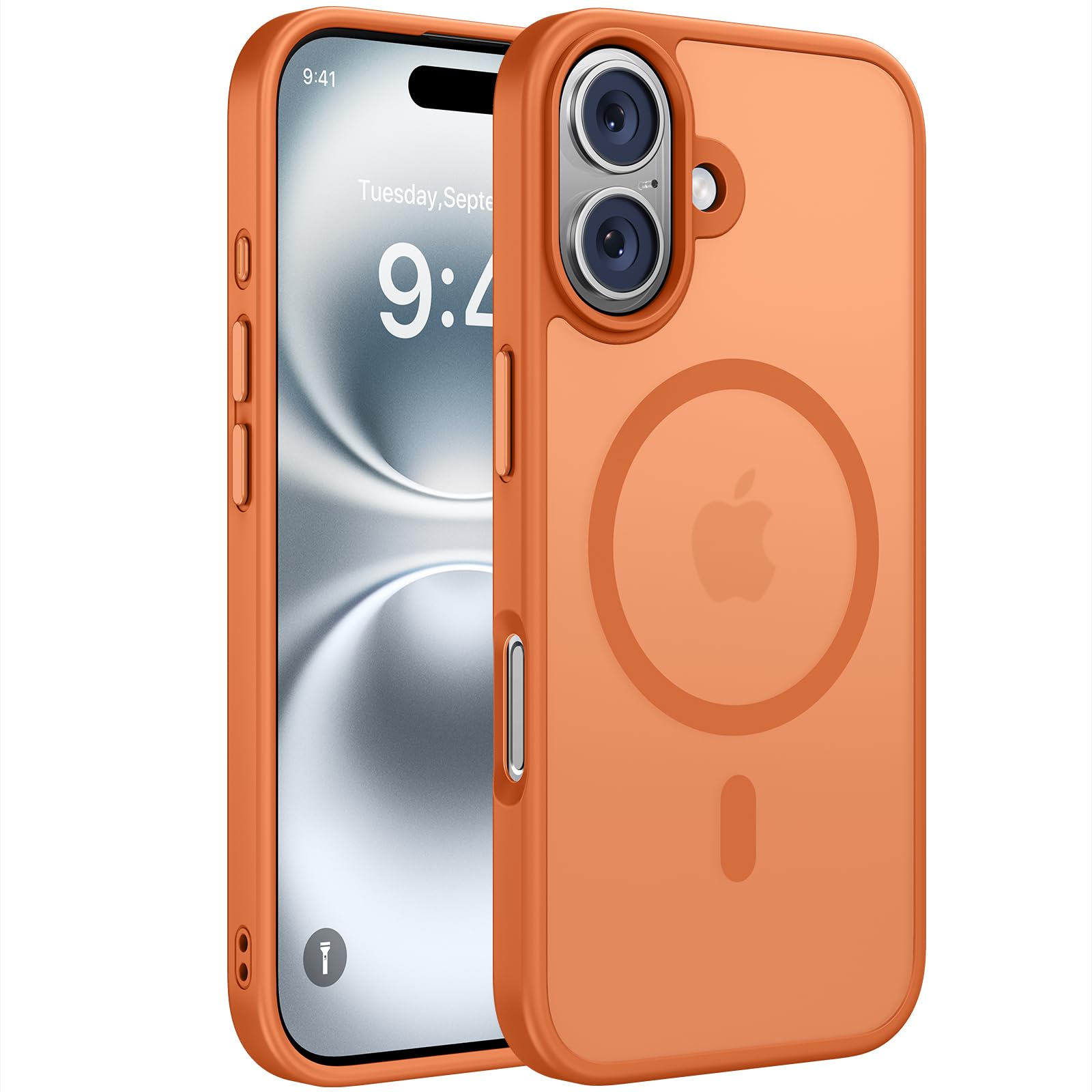 Miracase Magnetic Series for iPhone 16 Case [Compatible with MagSafe] Military-Grade Protection, Anti-Fingerprint, Slim Phone Case for iPhone 16 6.1 inch - Orange