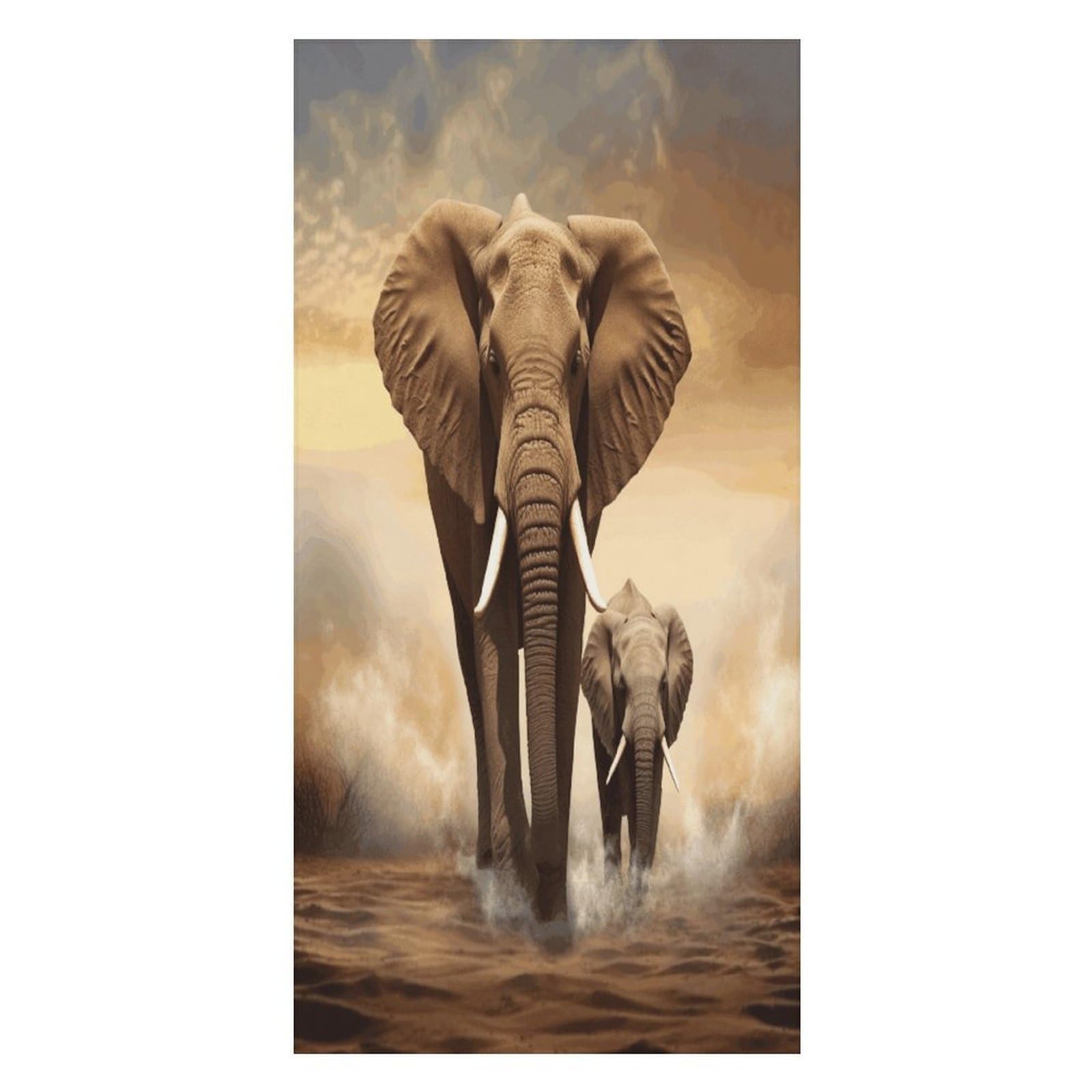 JTREHY Elephant and Baby Elephant Beach Towel Extremely Soft Oversized Towels Lightweight Sports Absorbent Bath Towel Suitable 160"x80" for Swimming Camping Beach