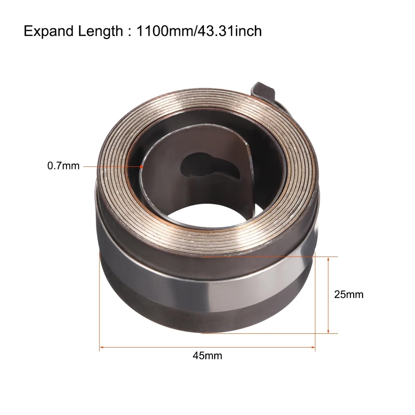 sprężyna, Sprężyna wiertarki, zespół sprężyny powrotnej posuwu pióra, długość 3,6 stopy, 45 x 25 0,7 mm