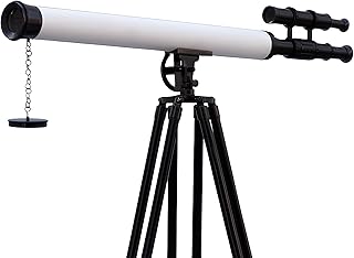 Mary nautical Pirates Navy Floor Standing Telescope Brass/Leather Griffith Astro Nautical Decor 62