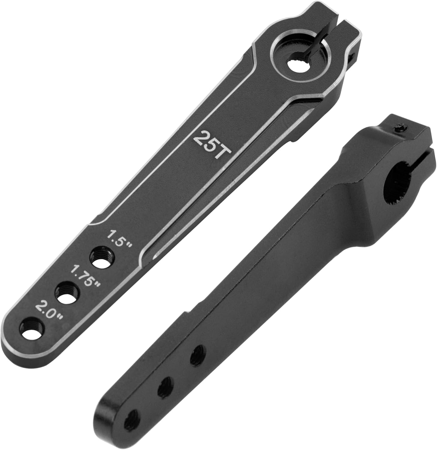 2Pcs ShareGoo Aluminum 2.0inch 25T Servo Arm Horn Long Steering Servo Arms Compatible with Futaba Savox Xcore HL HSP HD Power Rc Servos for RC Airplanes RC Plane Car (Black)