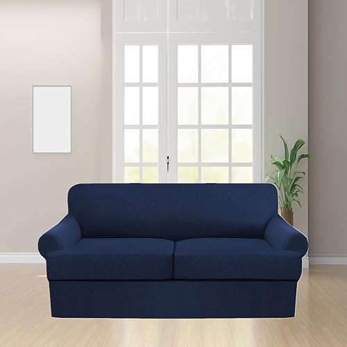 Miniatura 2 de Fundas para sofá de 3 piezas con cojines en forma de T, funda gruesa para sofá, protector de muebles, fundas elásticas para sofá con cojines en