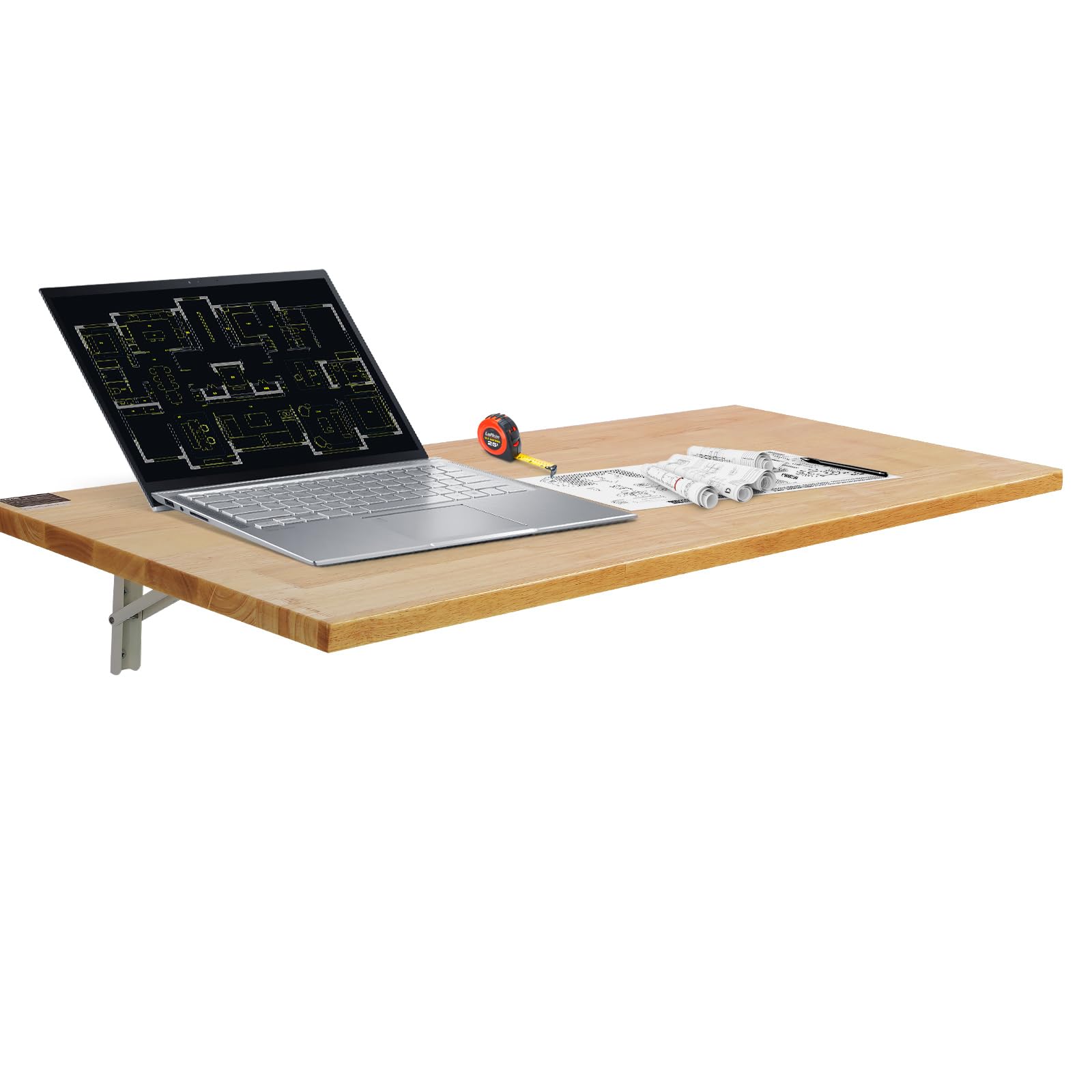 VEVOR Wall Mounted Folding Table, 47.24" x 19.69" Wall Mount Drop Leaf Table, Wooden Floating Desk with Iron Bracket, Fold Down Desk for Small Spaces, Home Office, Dining, Laundry Room, Kitchen, Bar