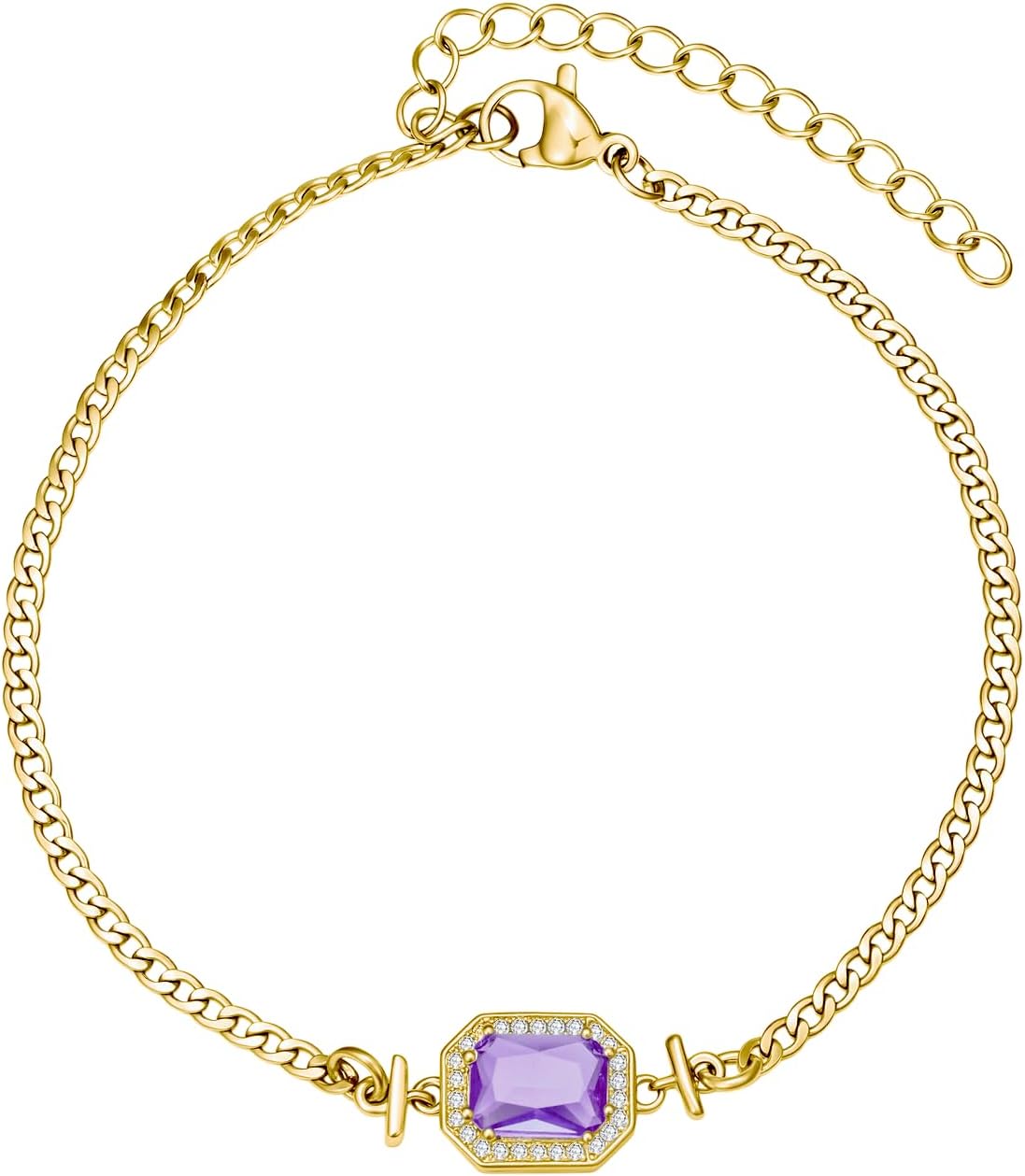 Mothers Day Gifts for Women Dainty 18k White/Yellow Gold Stand Birthstone Bracelet Birthstone Jewelry Valentine Birthday Day Gifts for Women Her Mother Girlfriend Sister